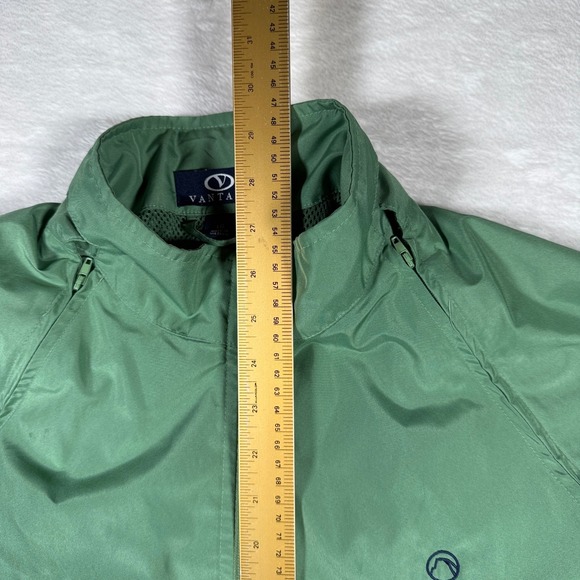 Vantage Yosemite Green Navy Colorblock Zip Up Hooded Windbreaker Jacket LG - Picture 8 of 10